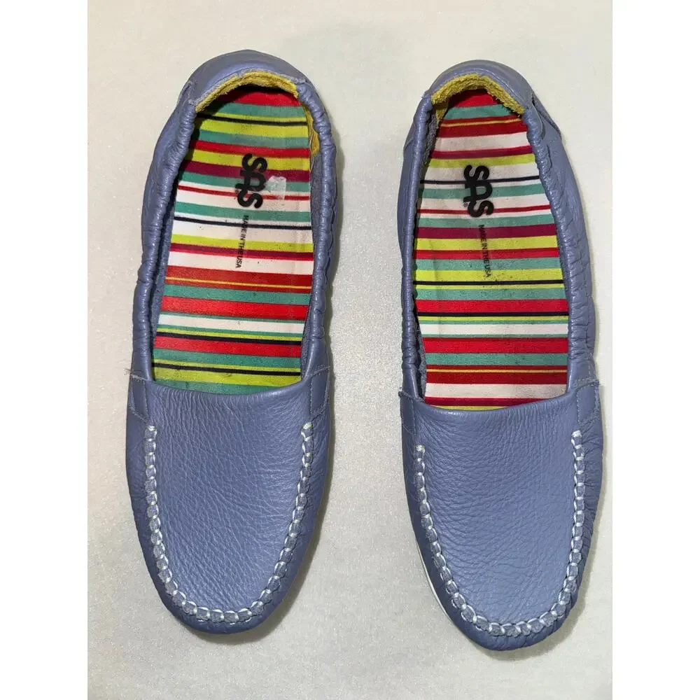 SAS Sunny Slip On Loafer 9.5M Periwnkle Purple Leather Moccasin EVA Sole